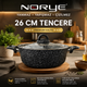 Norye 26 cm Tencere – 4,7 Litre, Cam Kapaklı Granit Görünümlü